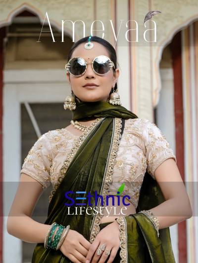 AMEYAA  BY SETHNIC LIFESTYLE DESIGNER VELVET SAREES WHOLESALER IN INDIA